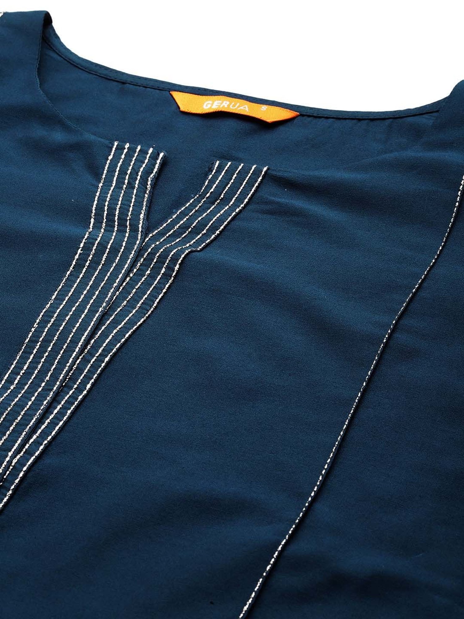 Gerua Blue Straight Fit Kurta Pant Set With Dupatta