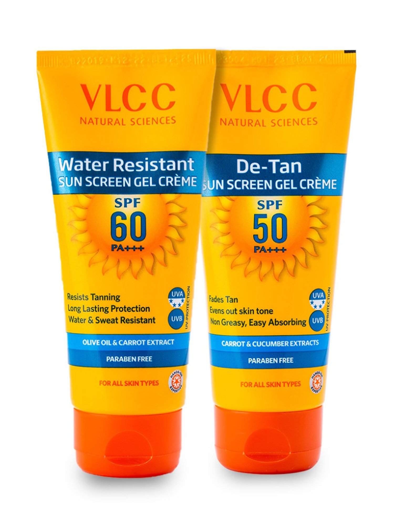VLCC Water Resistant Sunscreen SPF 60 and De Tan SPF 50 - Pack of 2