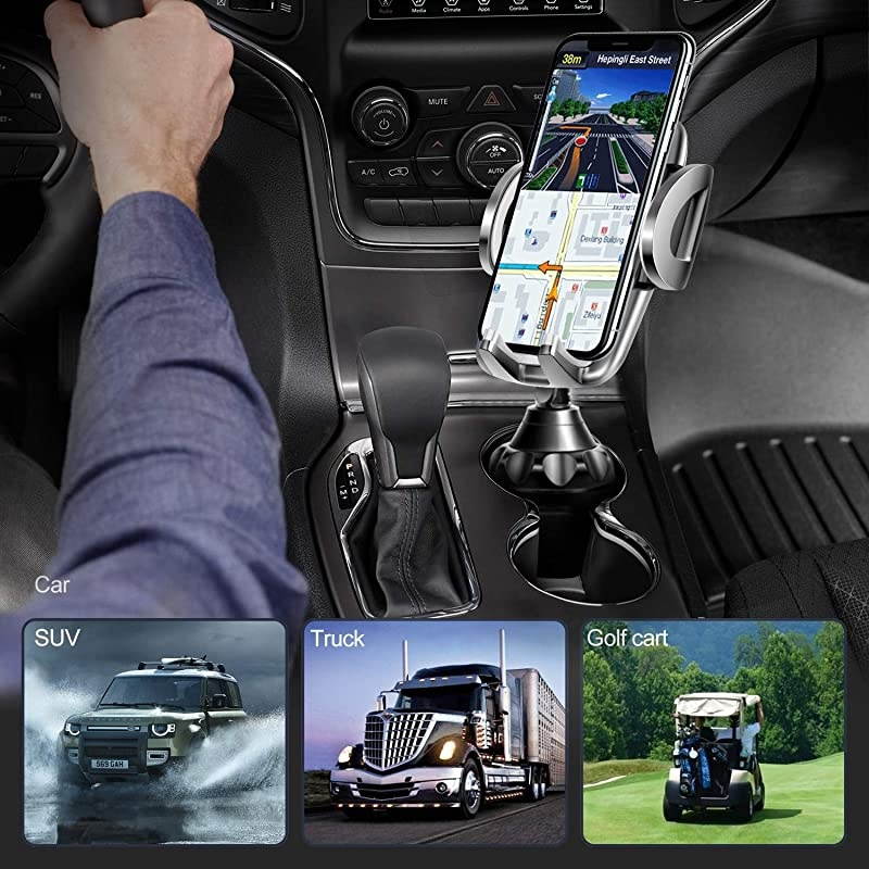 Adjustable Pole Automobile Cup Holder Smart Phone Cradle Car Mount for iPhone 11 ProXRXS MaxX87 Plus6sSamsung S10 Note 9S8 PlusS7 EdgeGrey 11 inch