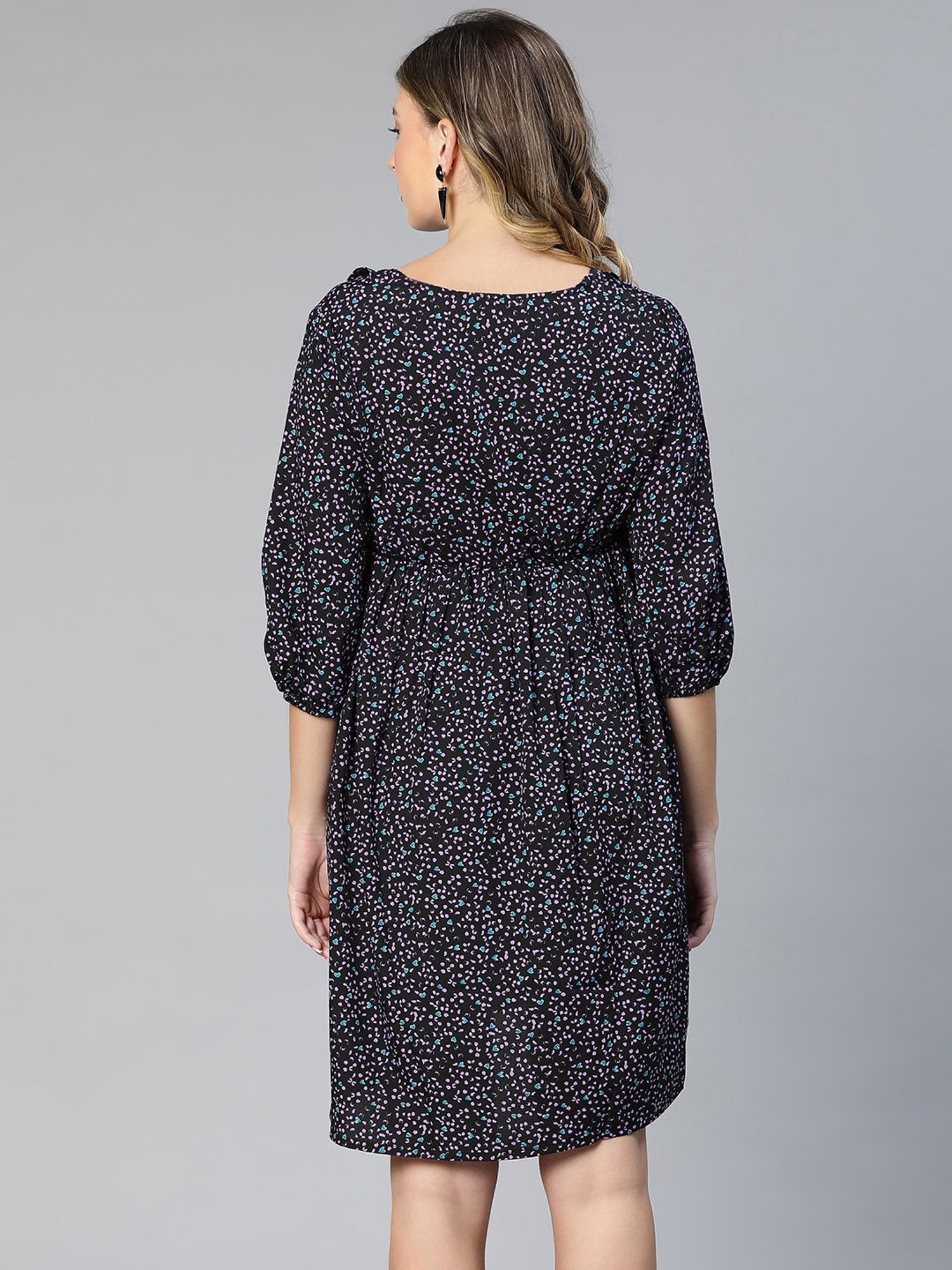 Oxolloxo Black Printed Maternity Dress