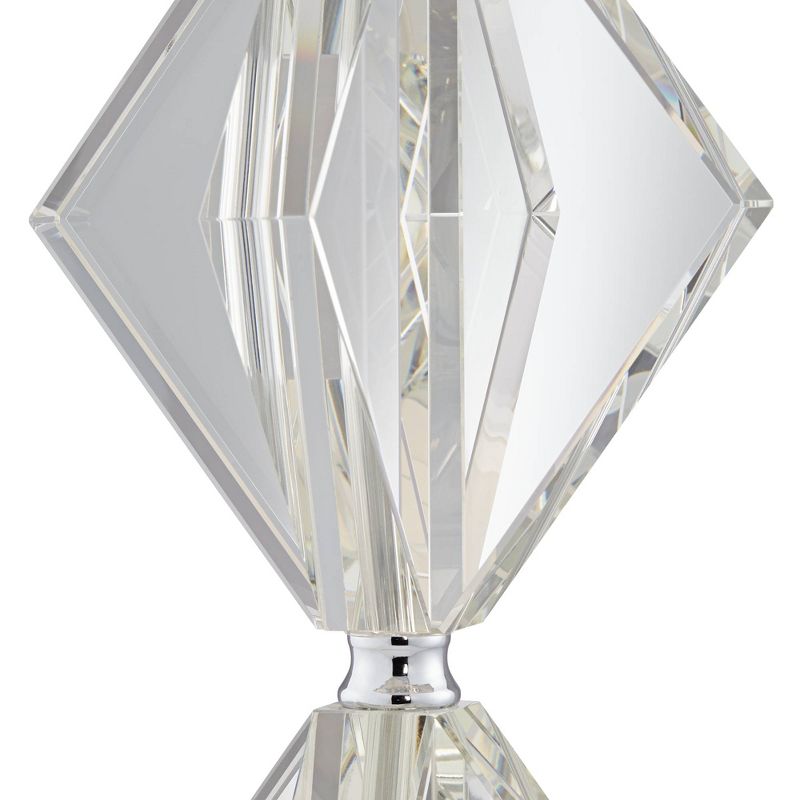 Vienna Full Spectrum Modern Table Lamp Stacked Diamond Crystal Gray Fabric Square Shade for Living Room Bedroom Bedside Nightstand