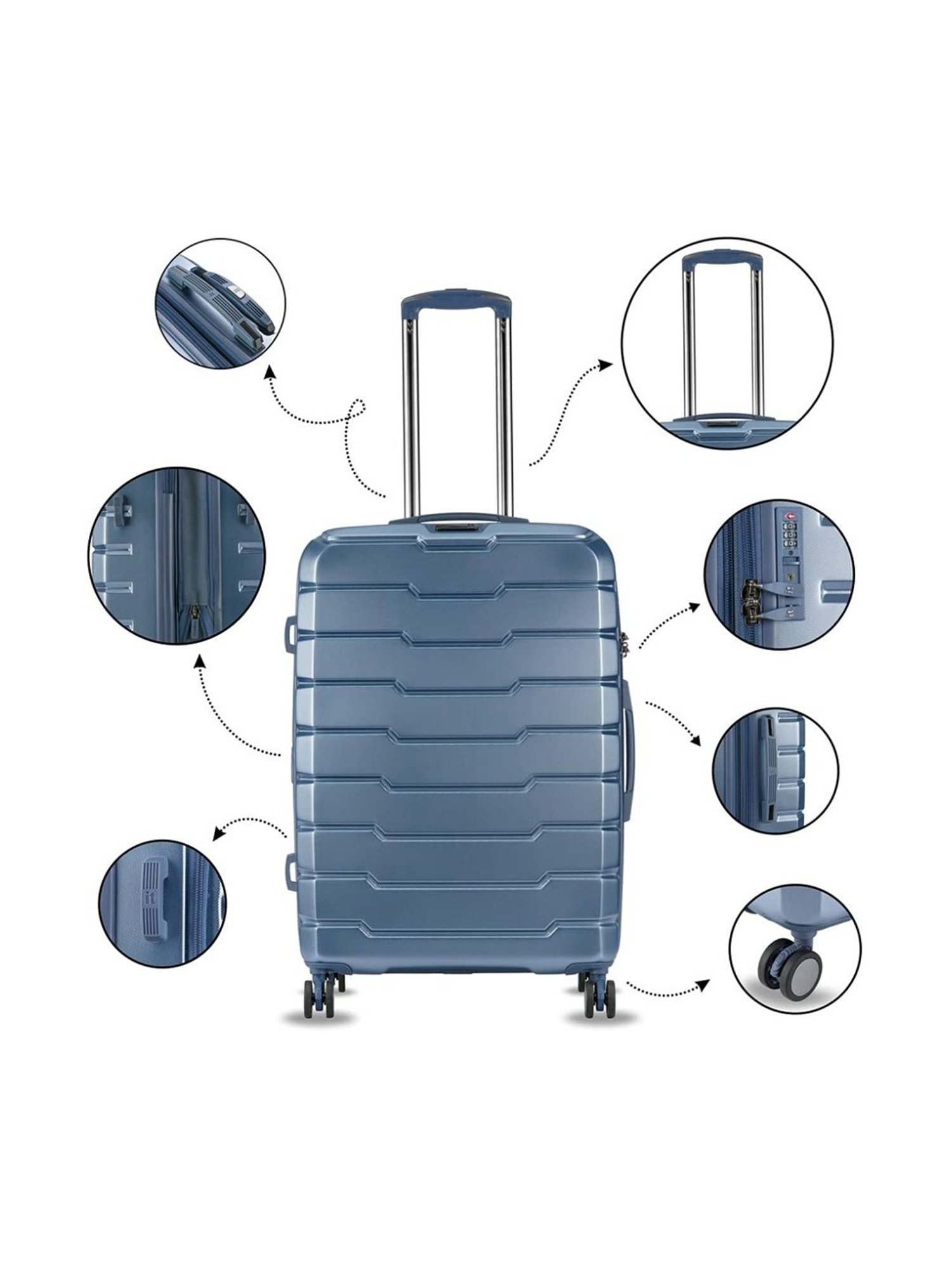 It luggage Prosperous Blue Textured Medium Hard Cabin Trolley