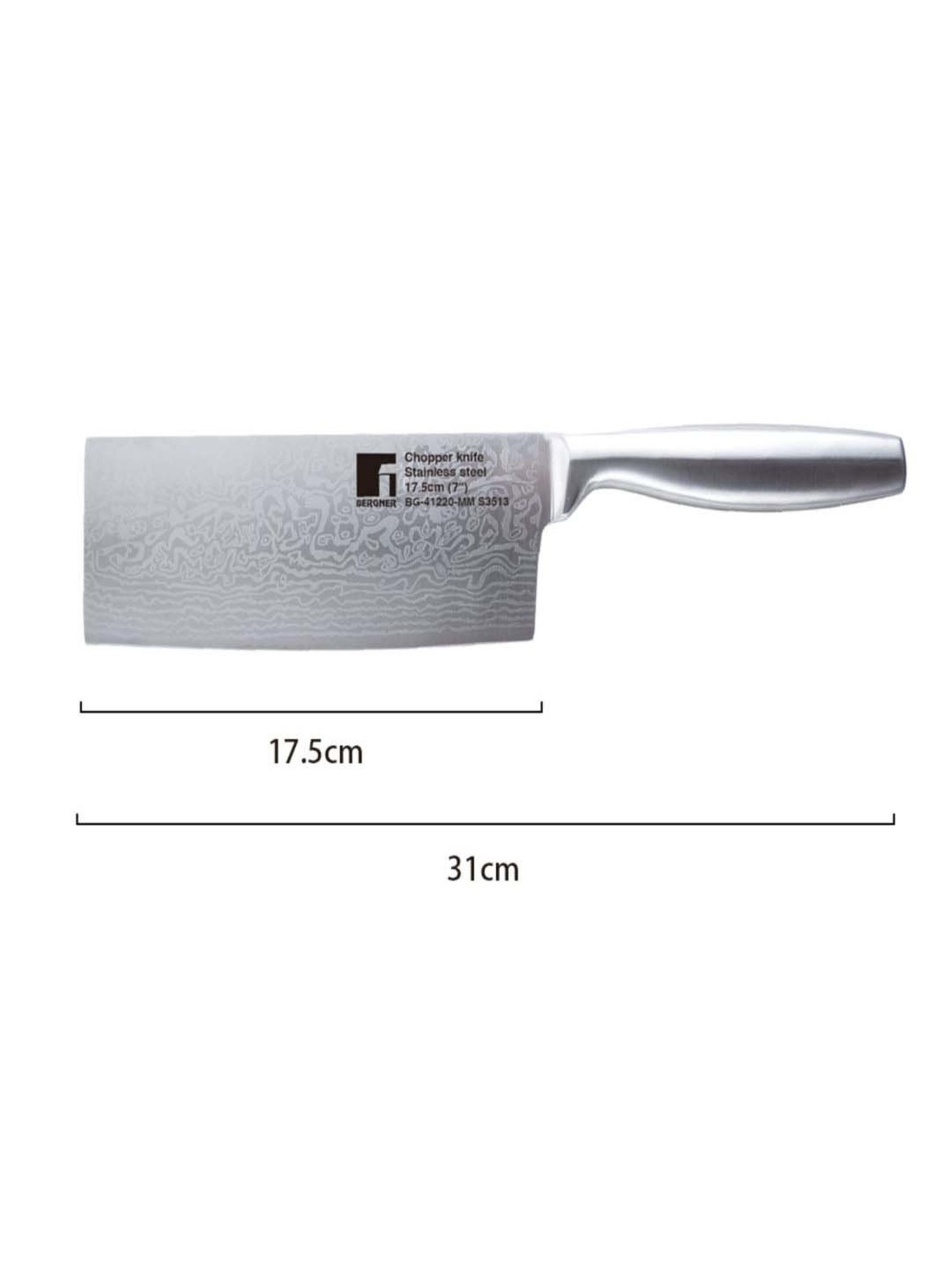 Bergner Argent Silver Stainless Steel 17.5 cm Chopper Knife