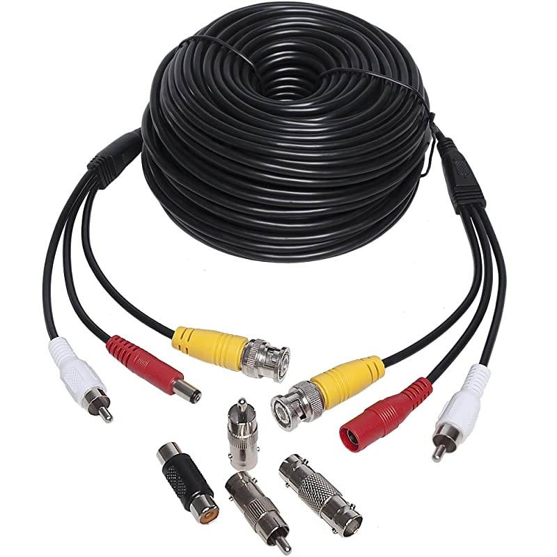 HD Audio Video Security Camera BNC Power Cable Gift BNC PreMade AllinOne Extension Wire CCTV Cord with BNC RCA Connectors 30 m 3in1100 Ft