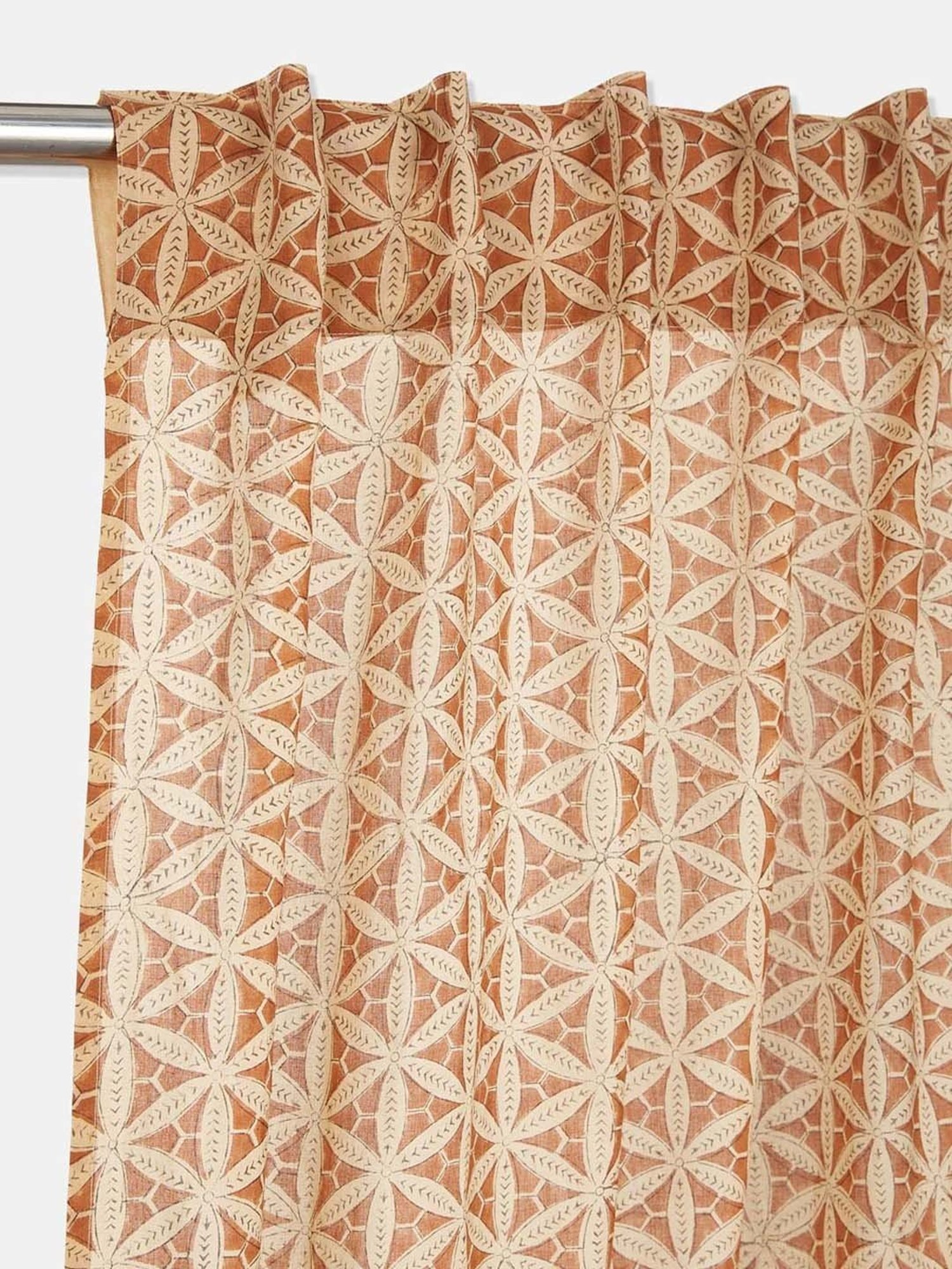 Fabindia Home Karwan Rust 62 GSM Cotton Curtain - 5 Feet