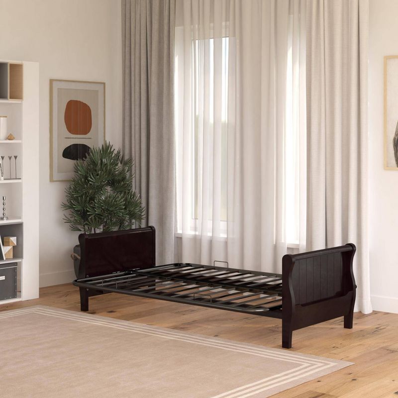 Full Brayden Wood Arm Futon Frame Espresso - Room & Joy