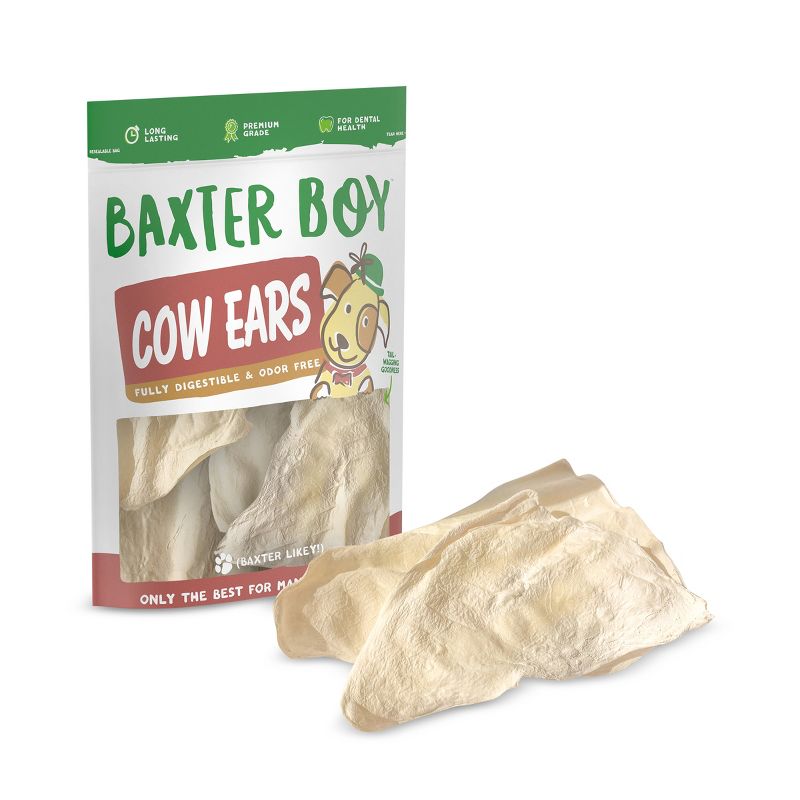 Baxter Boy White Cow Ears Beef Dog Treats - 15pk