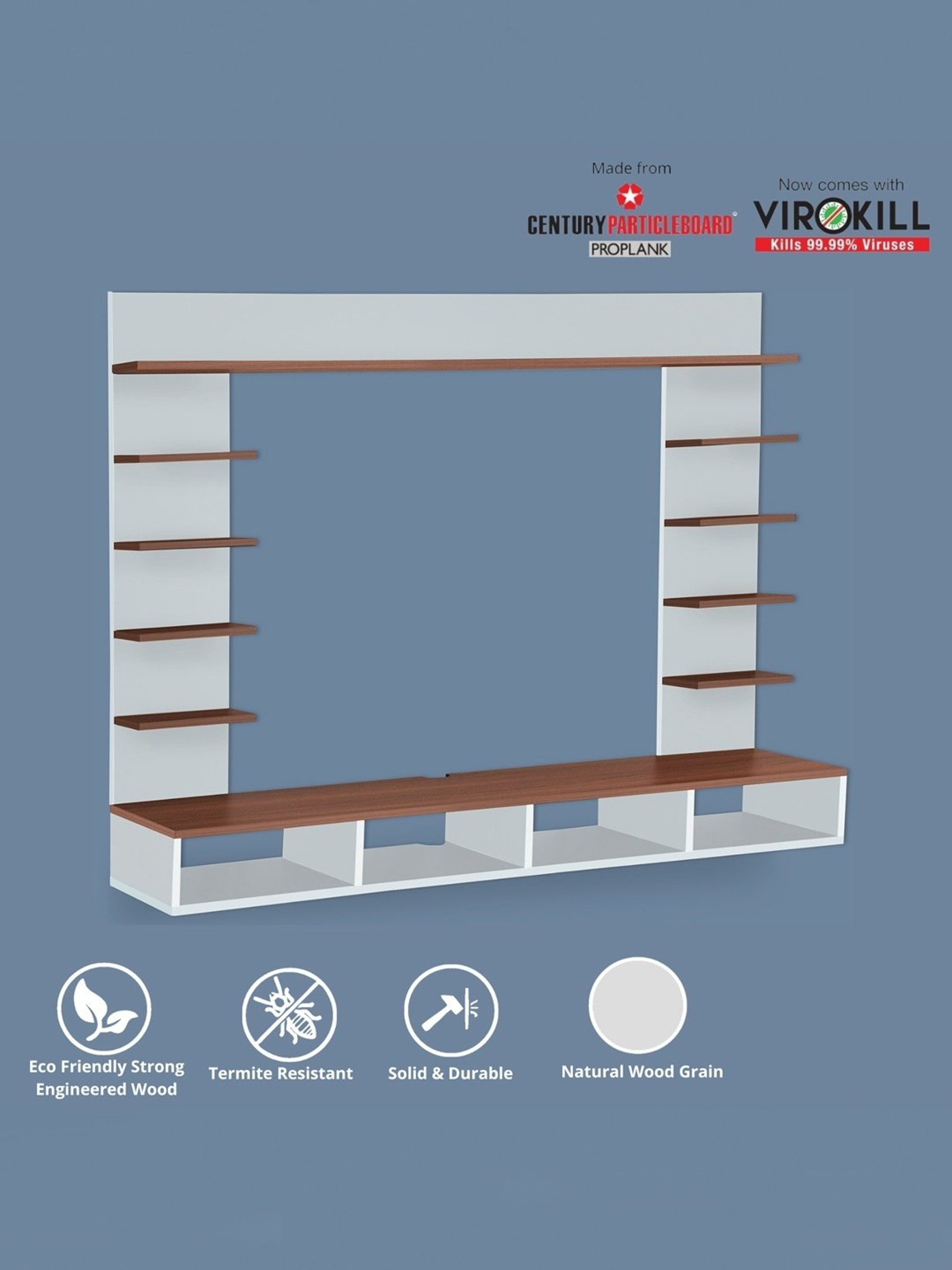 Delite Kom Flex Flowery Wenge & Acacia Dark Engineered Wood TV Entertainment Unit