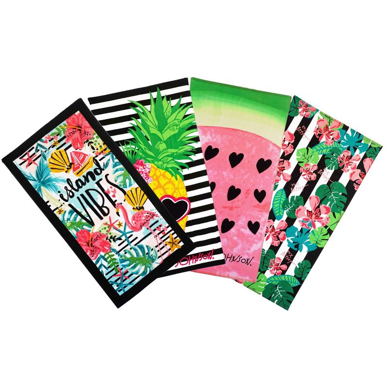 2pk Tropical Life Watermelon Beach Towel - Betseyville