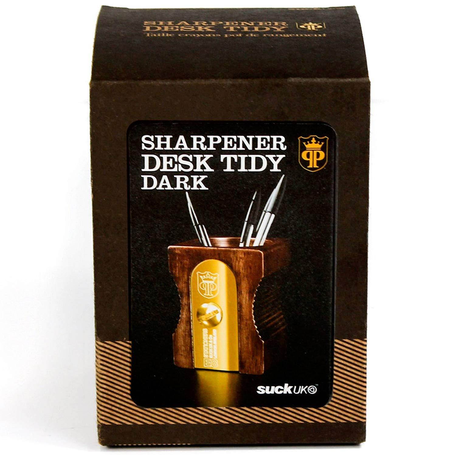 Suck UK Pencil Sharpener Desk Tidy and Stationary Holder/ Pen Pot - Perfect for Pens, Pencils, Rulers, Markers and Scissors  - Dark