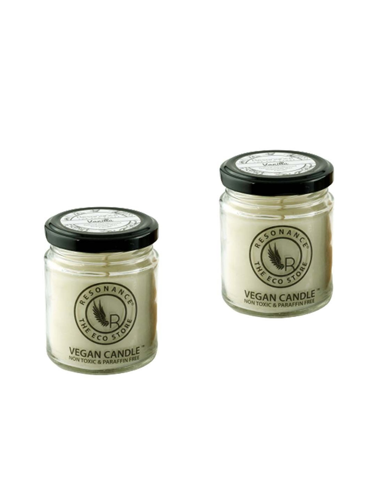 RESONANCE White Soy Wax Scented Aromatic VEGAN Candles (Vanilla) - Set of 2