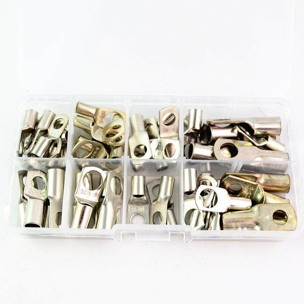 60Pc Electrical Wire Copper Lug Cable Connector Terminal SC16-8 SC25-8 Kit