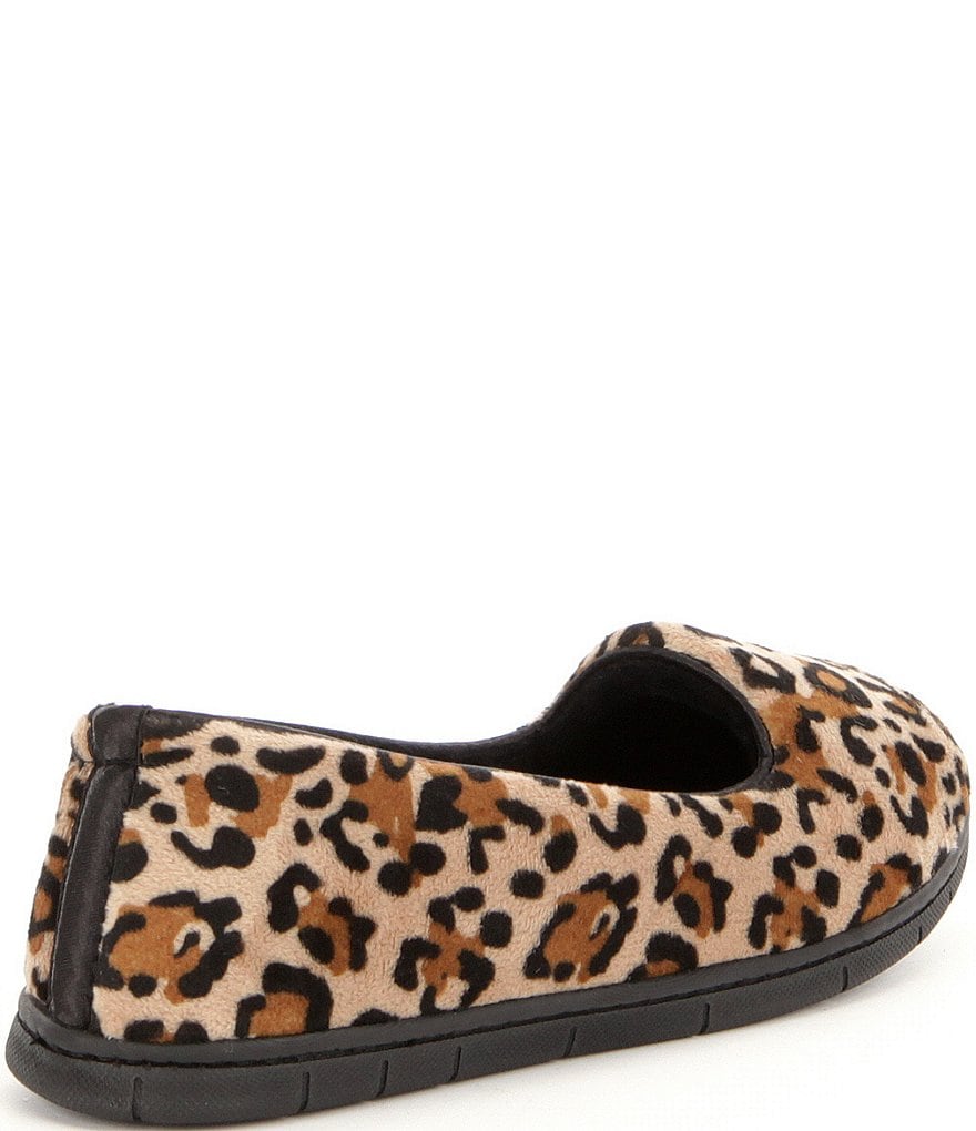Cabernet Leopard-Print Microfiber Velour Moccasin Slippers