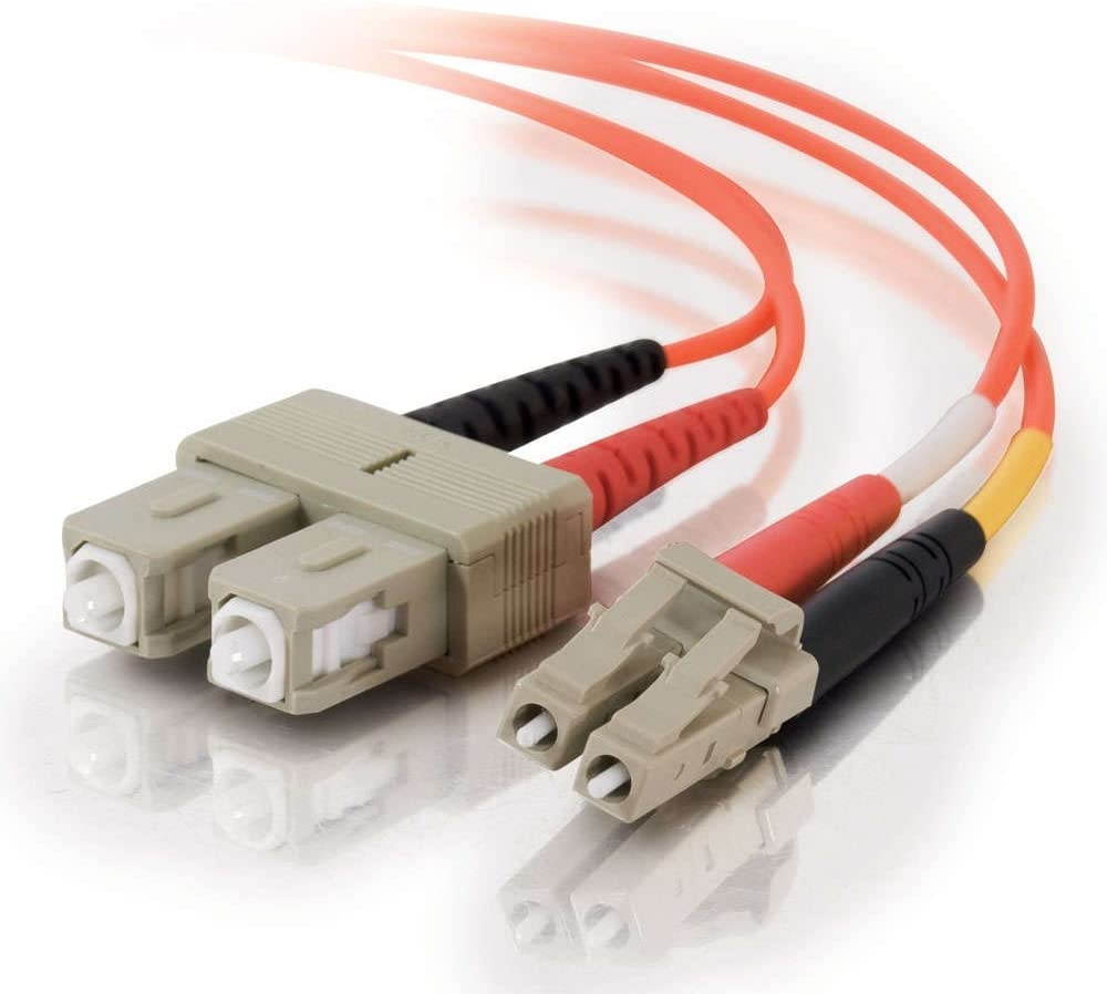 C2G 33118 OM1 Fiber Optic Cable - LC-SC 62.5/125 Duplex Multimode PVC Fiber Optic Cable Orange (19.7 Feet 6 Meters)