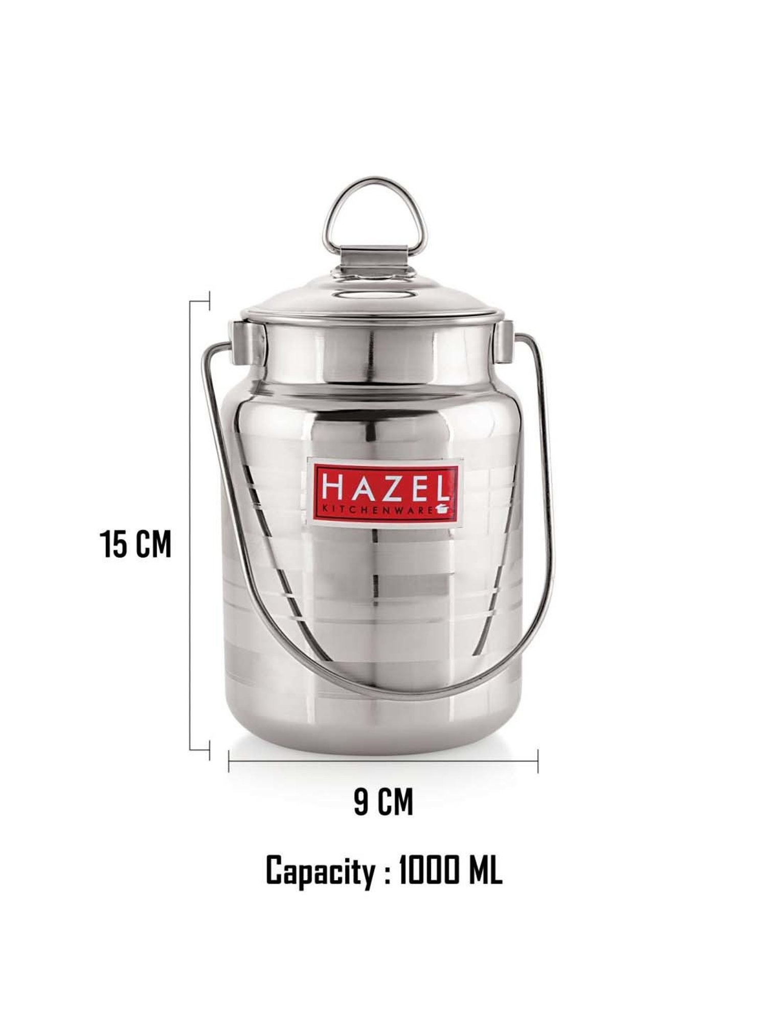HAZEL Silver Stainless Steel Designer Barani Multipurpose Container (1 L)