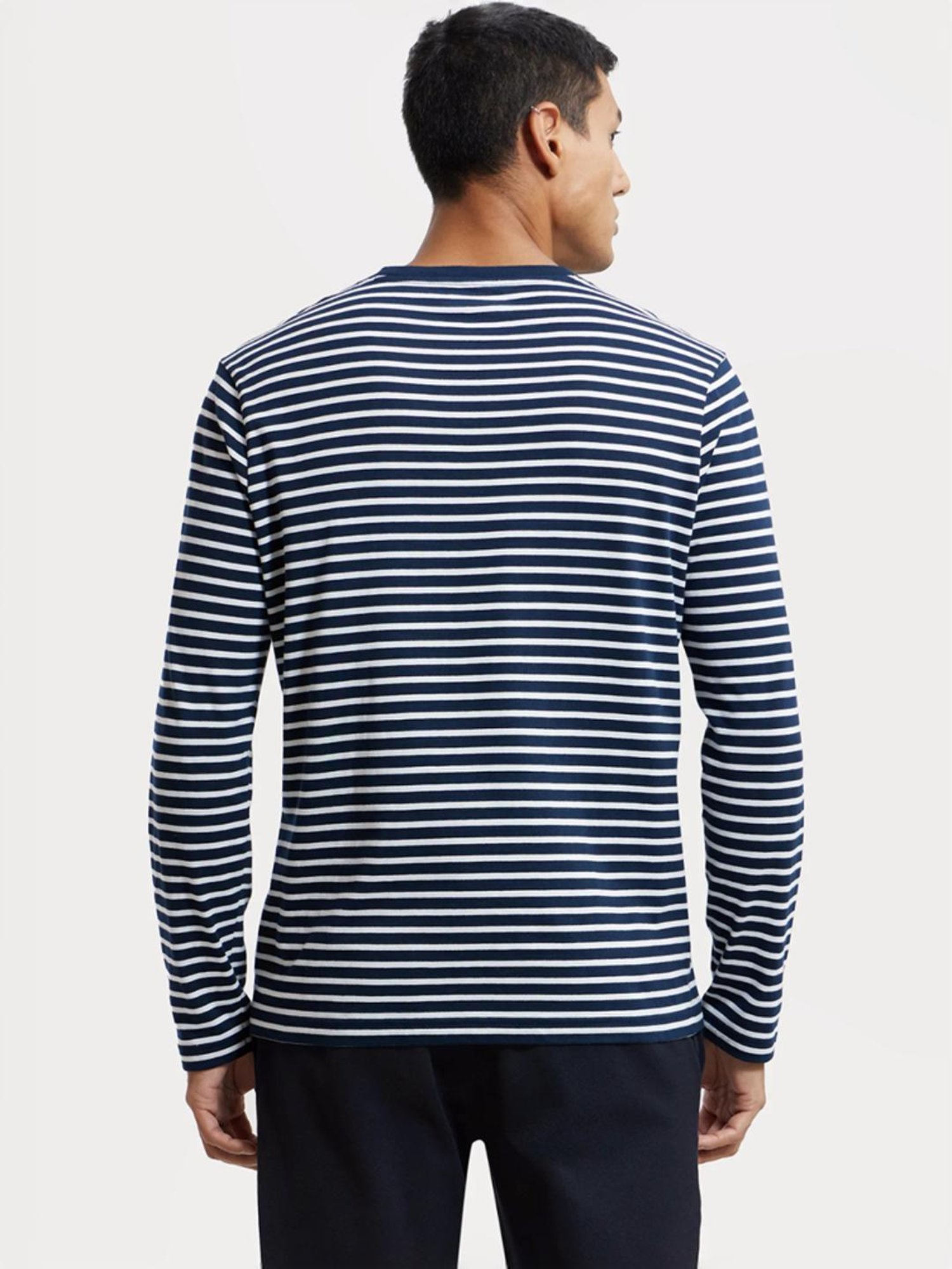Jockey AM01 Men's Super Combed Cotton Rich Striped Round Neck Full Sleeve T-Shirt