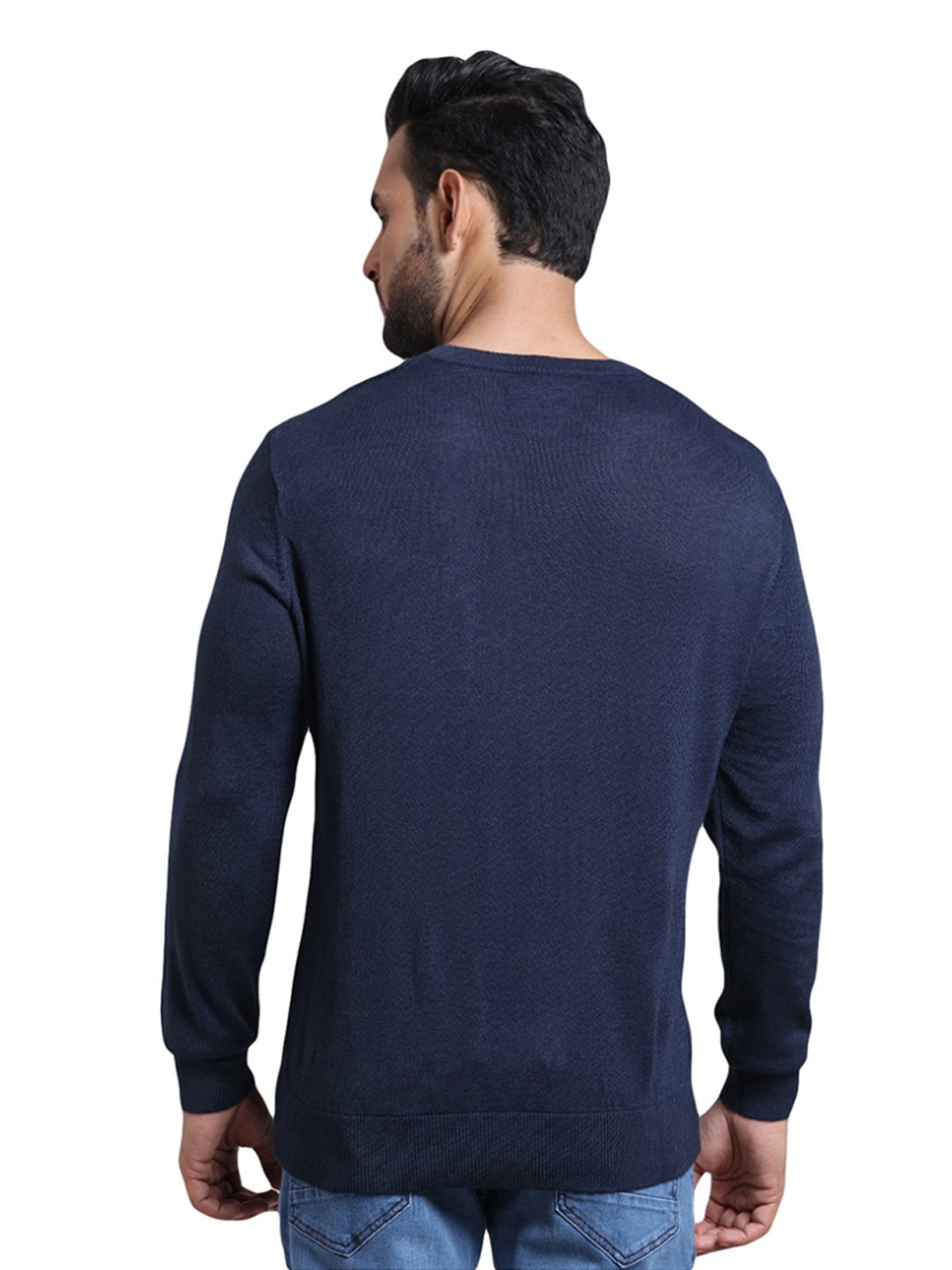 ColorPlus Blue Tailored Fit Texture Sweater
