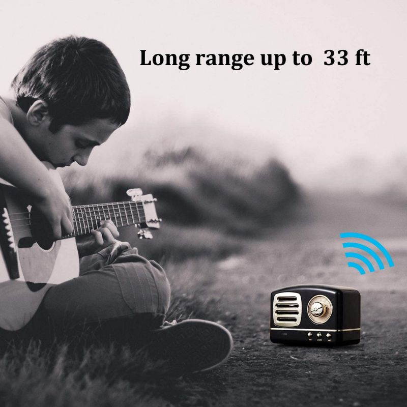 Wireless Stereo Retro Speakers, Portable Bluetooth Vintage Speakers with Powerful Sound, Answering Calls, Alexa Support, TF Card, AUX for Kitchen Bedrooms Party Outdoor Android iOS Black