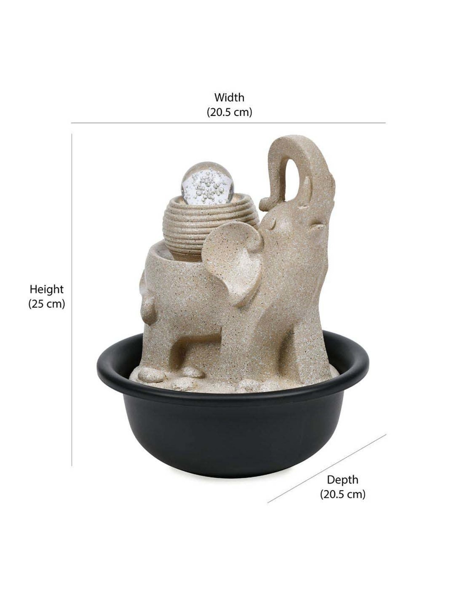 @home Beige Resin Elephant Trunk Decorative Water Fountain With Led Light