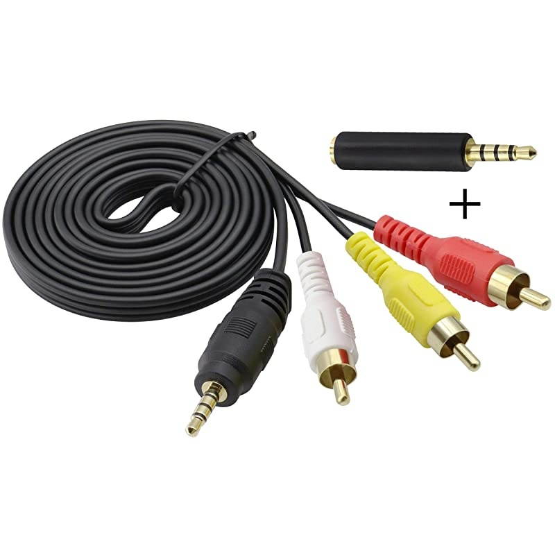 35mm to 3 RCA Audio Connector Cable Gold Plated 4 Pole 18 inch Male to 3 RCA Male TTRS Stereo Audio Adapter Cable for AVAudioVideoLCD TVHDTV etc15m5ft MM