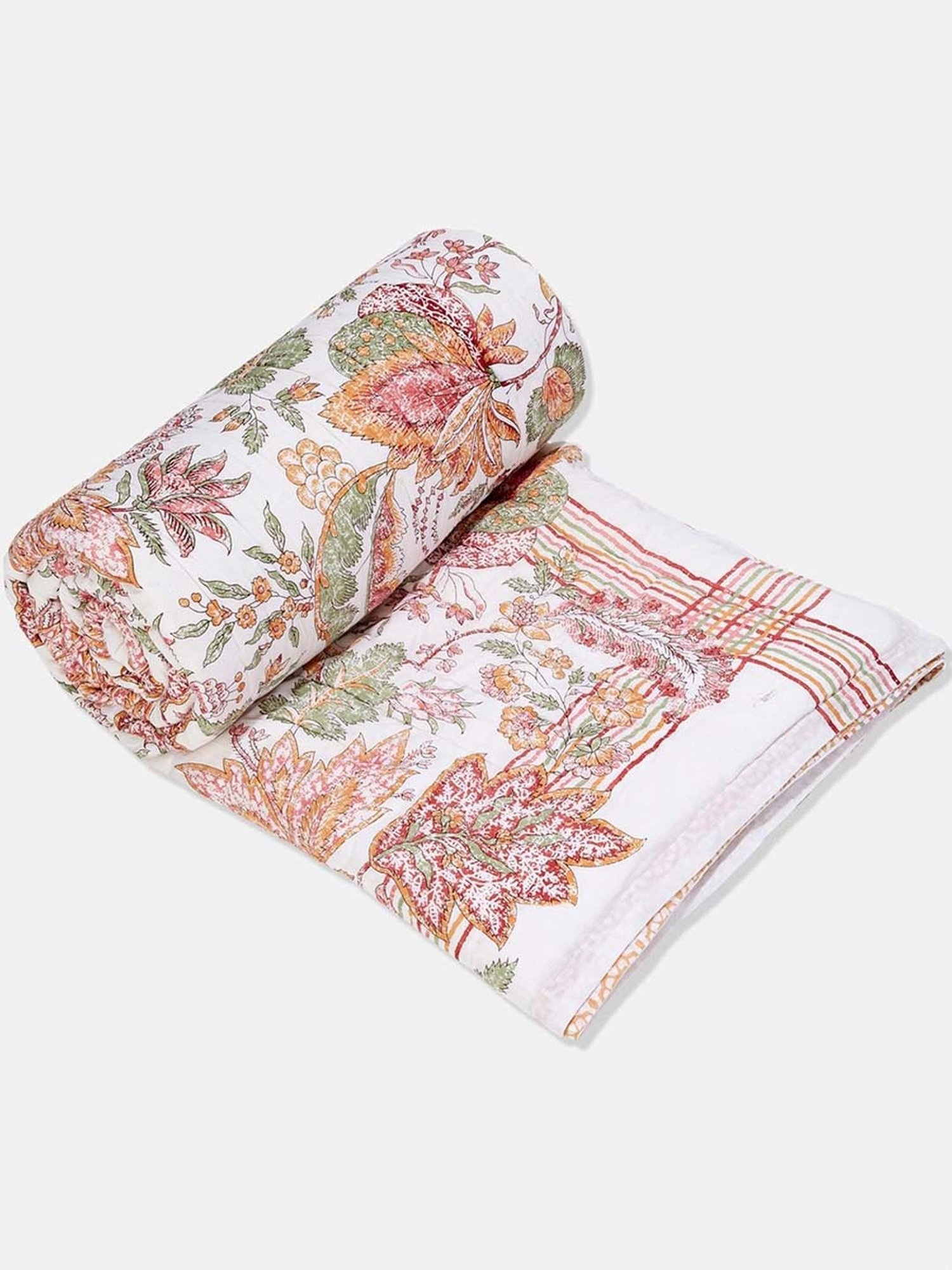 Welspun Bliss Light Silver & Blue Microfibre 120 GSM Shell Double Bed Quilt