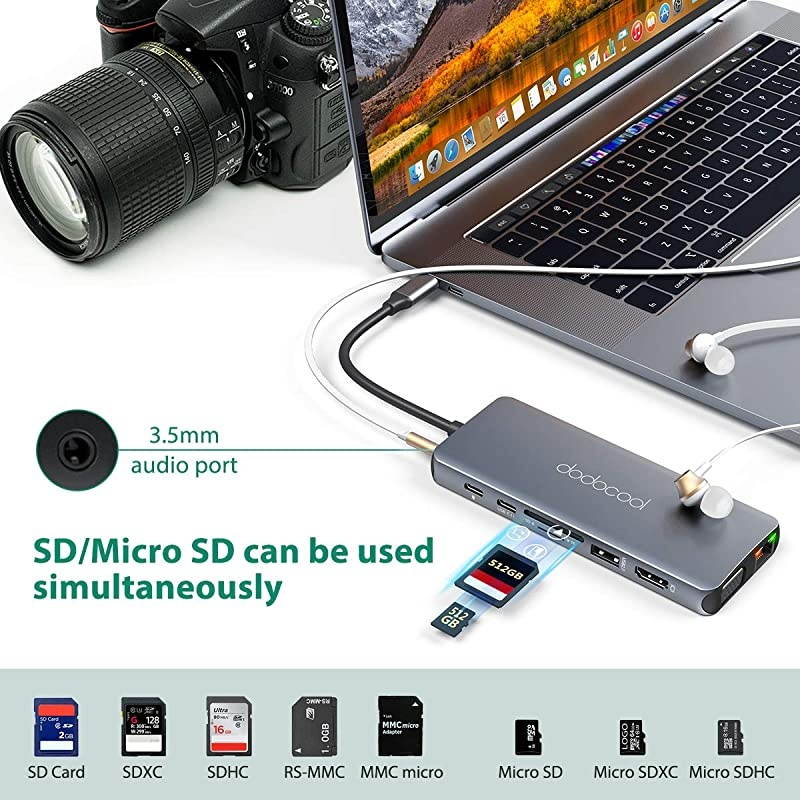 C Hub, 14 in 1 C Docking Station with 4K HDMI, VGA, Gigabit Ethernet RJ45, 3 3.0/2.0,100W PD, SD/TF Card Reader, Type-C Data Transfer, 3.5mm Audio for MacBook/Pro/Air/Type-C Devices