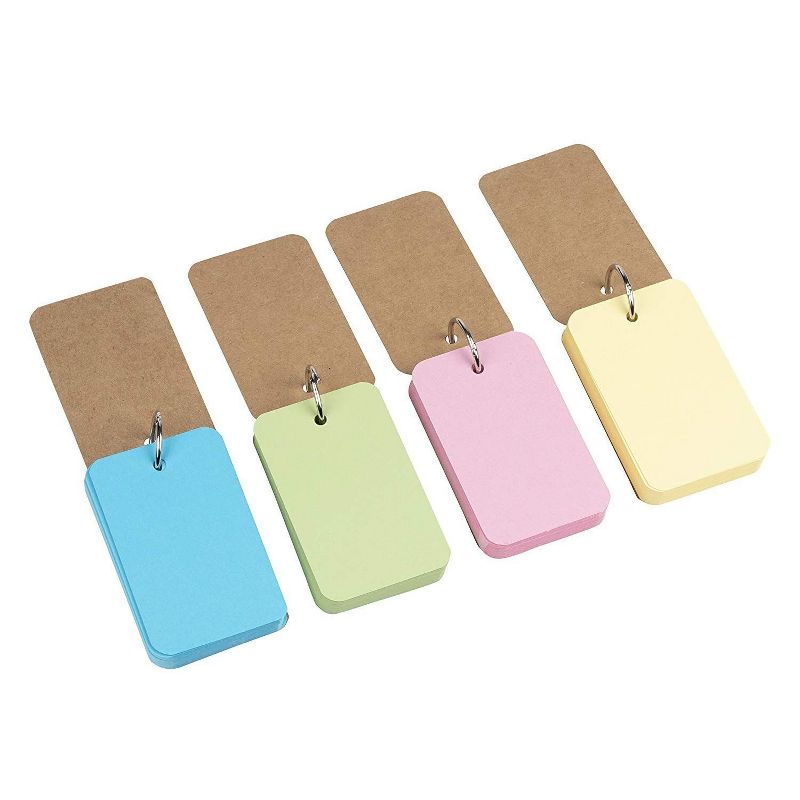 Juvale 8-Pack Blank Flash Cards 4 Pastel Colored with Rings, Study Flip Index Card, 50 Sheets Each, 2.2" x 3.5", Pink/ Blue/ Green/ Yellow