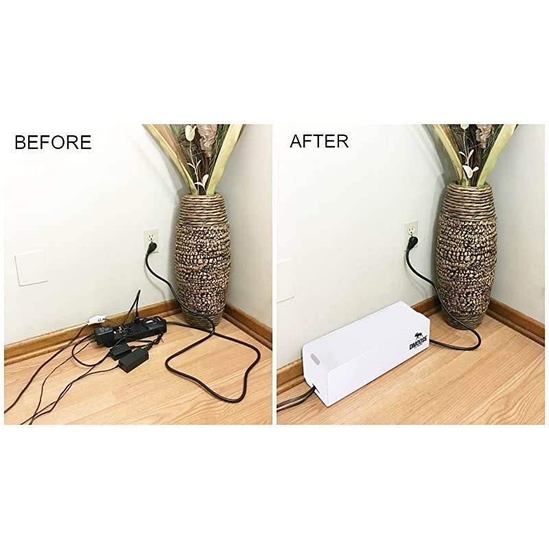 Cable Management Box Organizer for Cords Power Strips or Surge Protectors Hide Loose Wires Behind TVs Home Office Computers Office Desks Entertainment Centers
