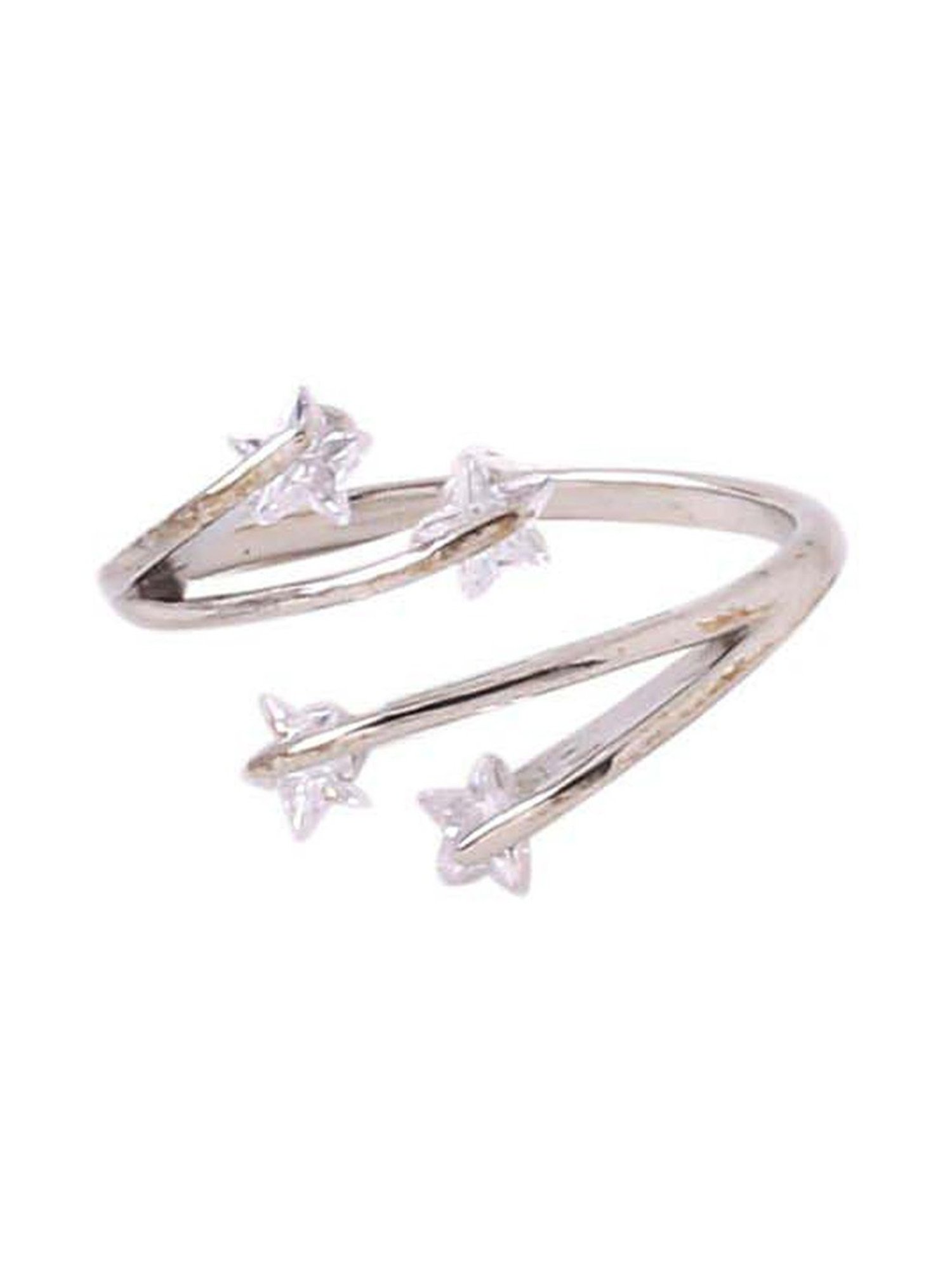 NVR Stylish Latest Silver Plated Ring with AD stones for Women