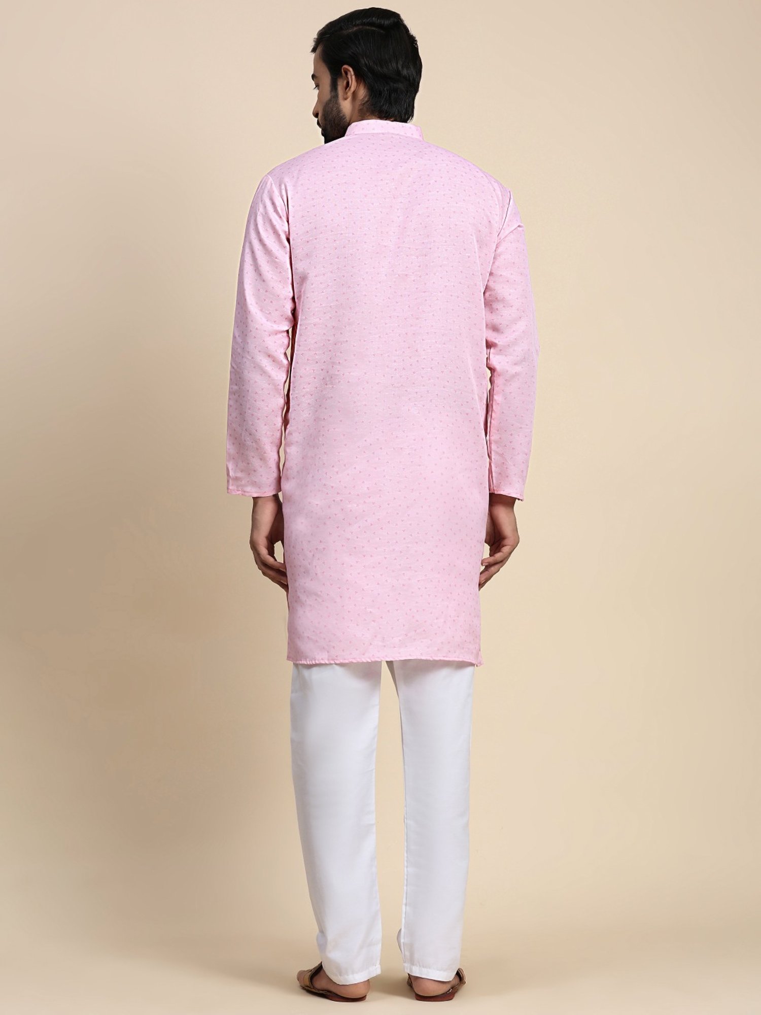 Pro-Ethic Style Developer Pink & White Cotton Regular Fit Printed Kurta Bottom Set