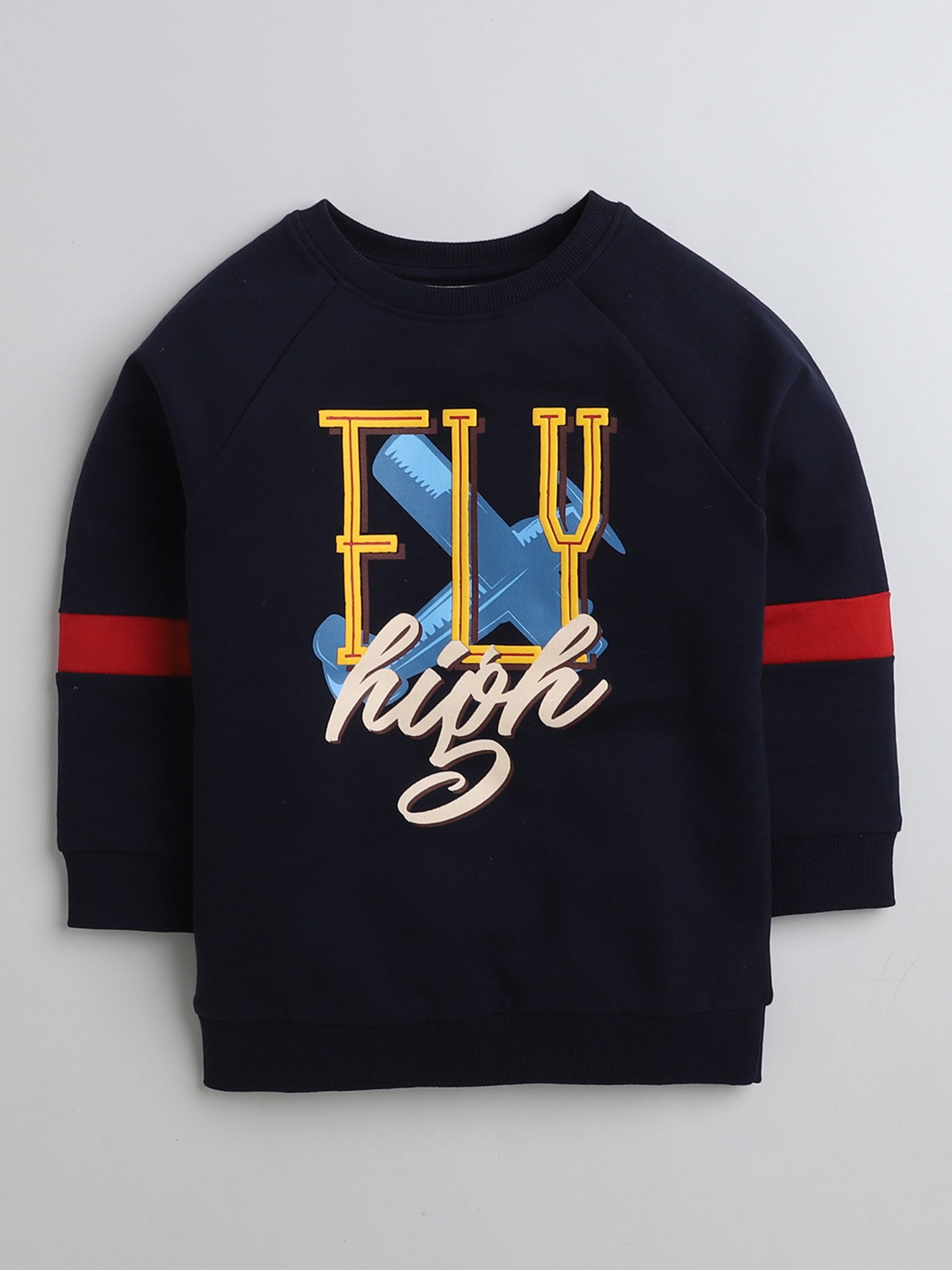 Bumzee Boys Navy Printed Full Sleeves Sweatshirt