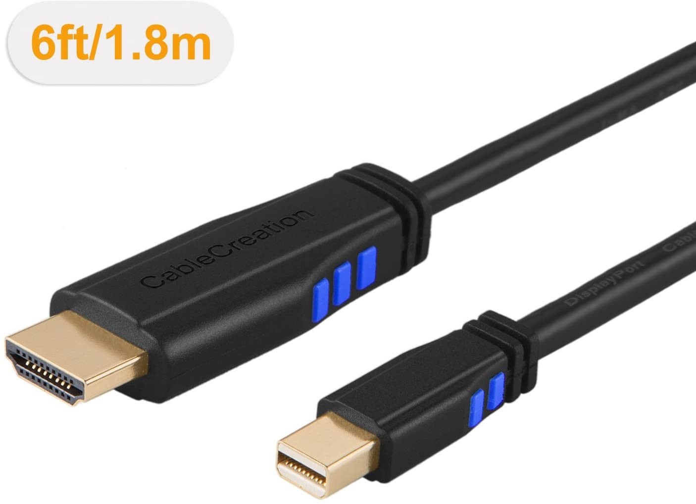 Mini DP to HDMI Cable 6FT CableCreation 4K Mini DisplayPort (Thunderbolt 2) to HDMI AV HDTV Adapter Compatible with MacBook iMac Surface Pro 6 Black1.8M