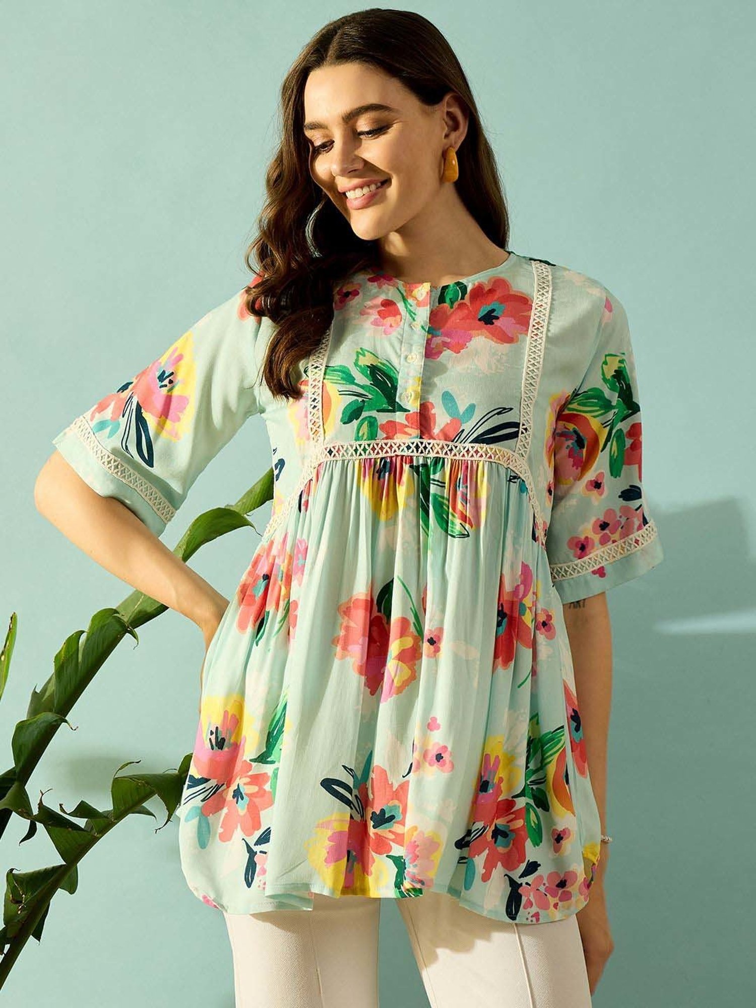 The Kaftan Company Green Printed Tunic