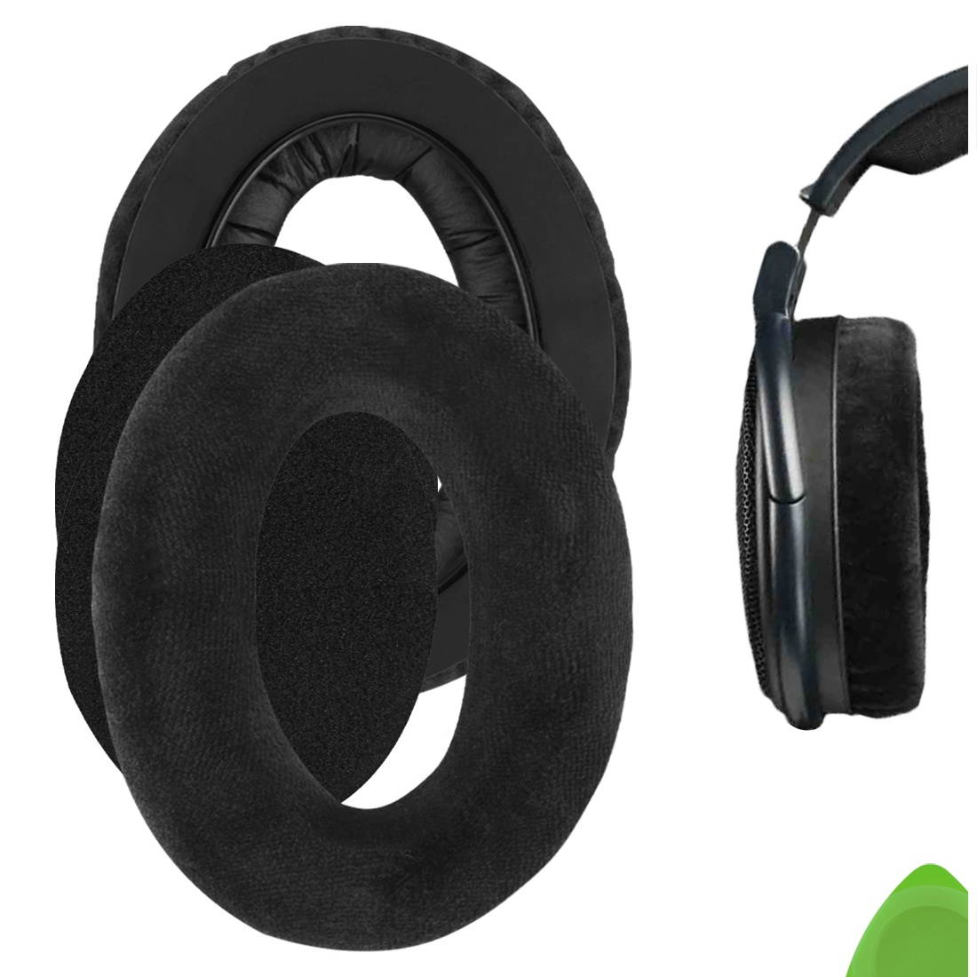 Geekria Comfort Velour Replacement Ear Pads for Sennheiser HD525, HD535, HD545, HD565, HD580, HD600, HD650 Headphones Earpads, Headset Ear Cushion Repair Parts (Black)