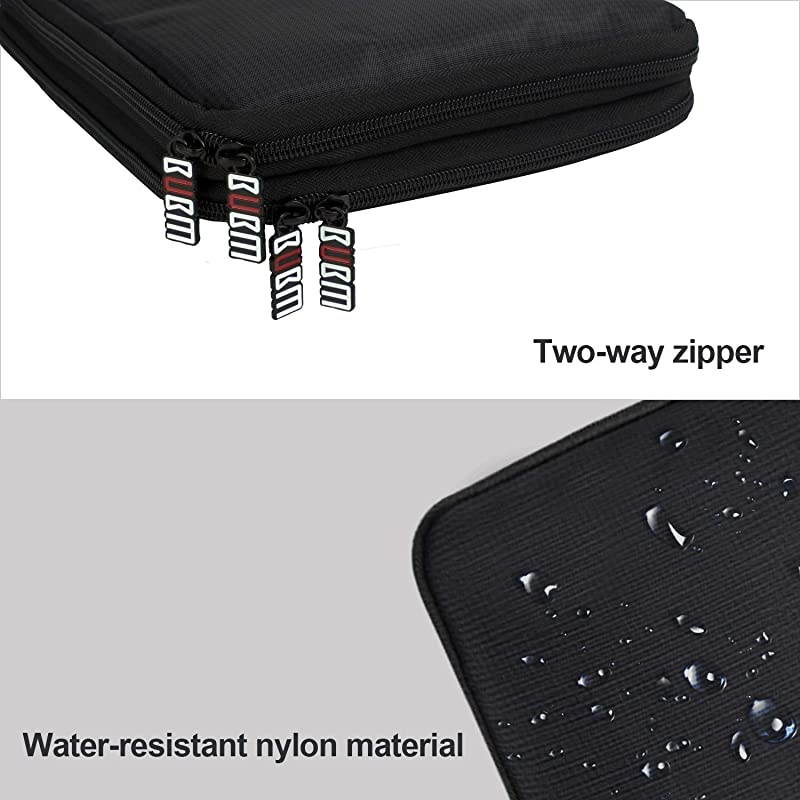 Double Layer Electronic Accessories Organizer, Travel Gadget Bag for Cables, USB Flash Drive, Plug and More, Perfect Size Fits for iPad Mini (Medium, Black)