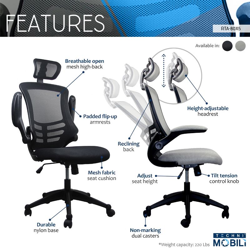 Modern Task Chair Black - Techni Mobili