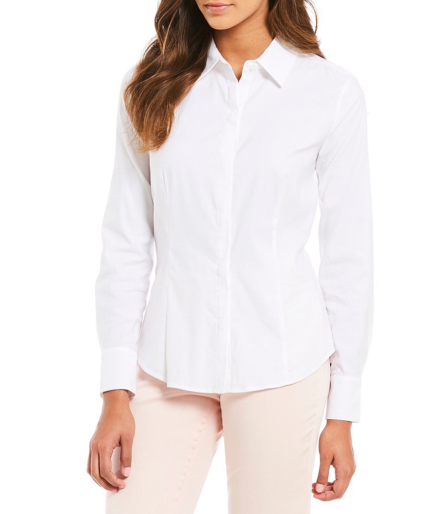 Antonio Melani Emma Point Collar Neck Long Sleeve Button Front Blouse
