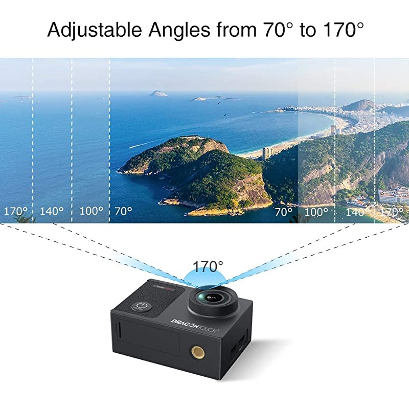 4K Action Camera Touch Screen 16MP Vision 3 Pro 100 feet Waterproof Camera Adjustable View Angle WiFi Sports Camera with Remote Control and Helmet Accessories Kit