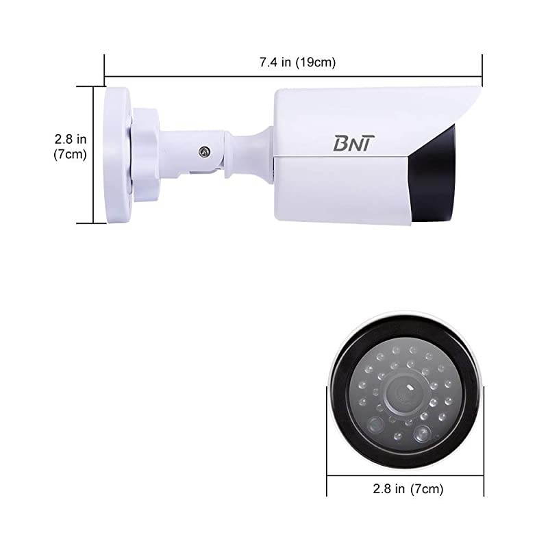 Dummy Fake Security Camera with One Red LED Light at Night for Home and Businesses Security IndoorOutdoor 2 Pack White