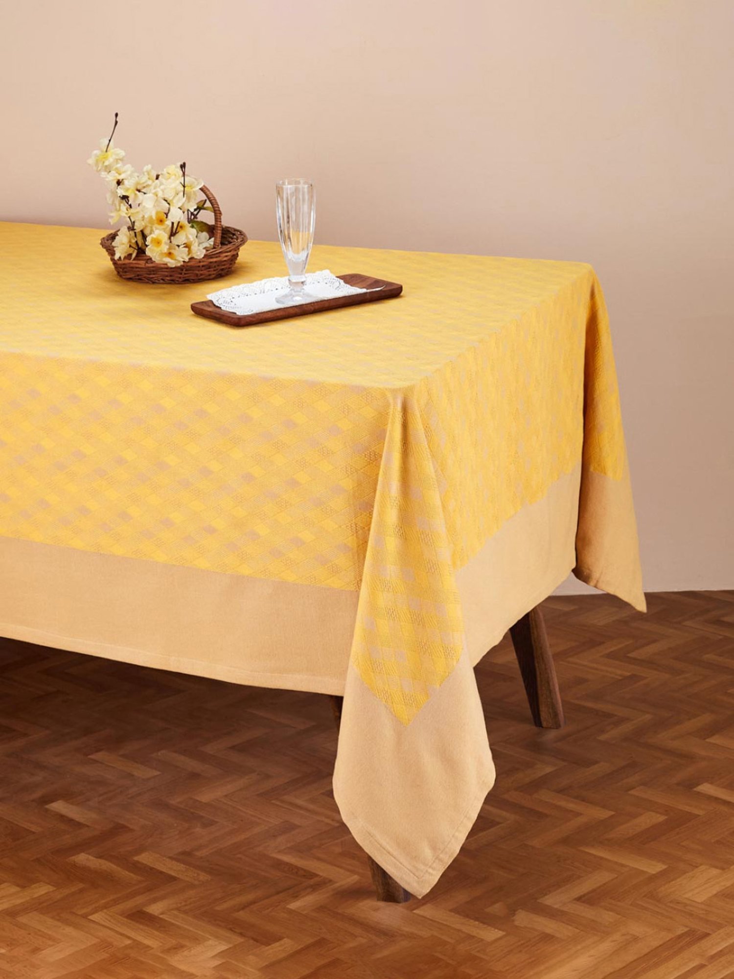 Romee Beige Cotton Checks Table Linen Sets