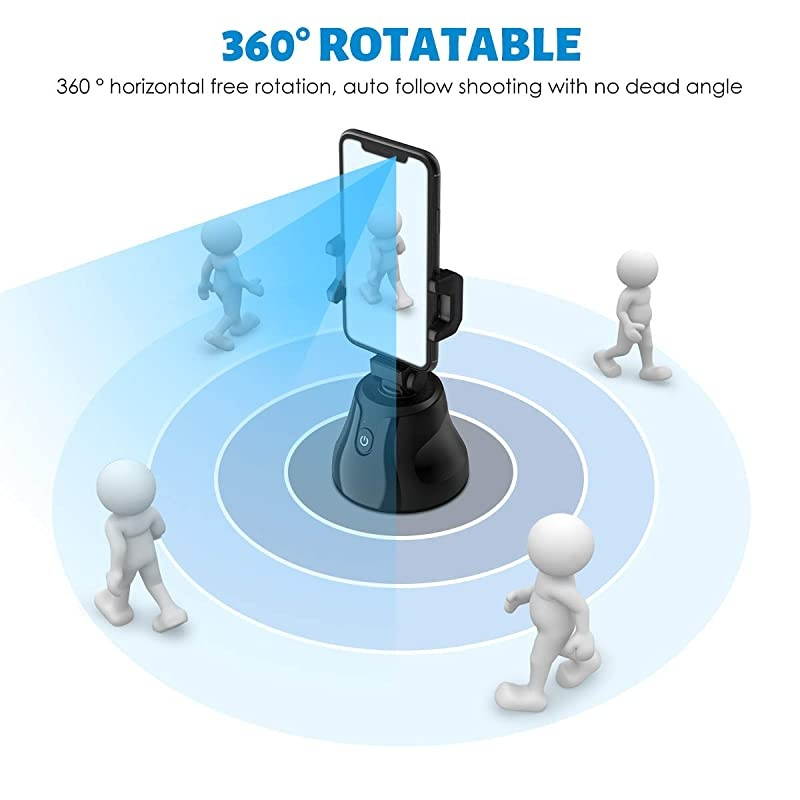 Smart Tracking Holder  360&deg;Rotation Auto FaceObject Tracking Holder Intelligent Follow Portable Smart Selfie Stick VideoVlog Shooting Robot Cameraman for iPhoneAndroid Phone Black