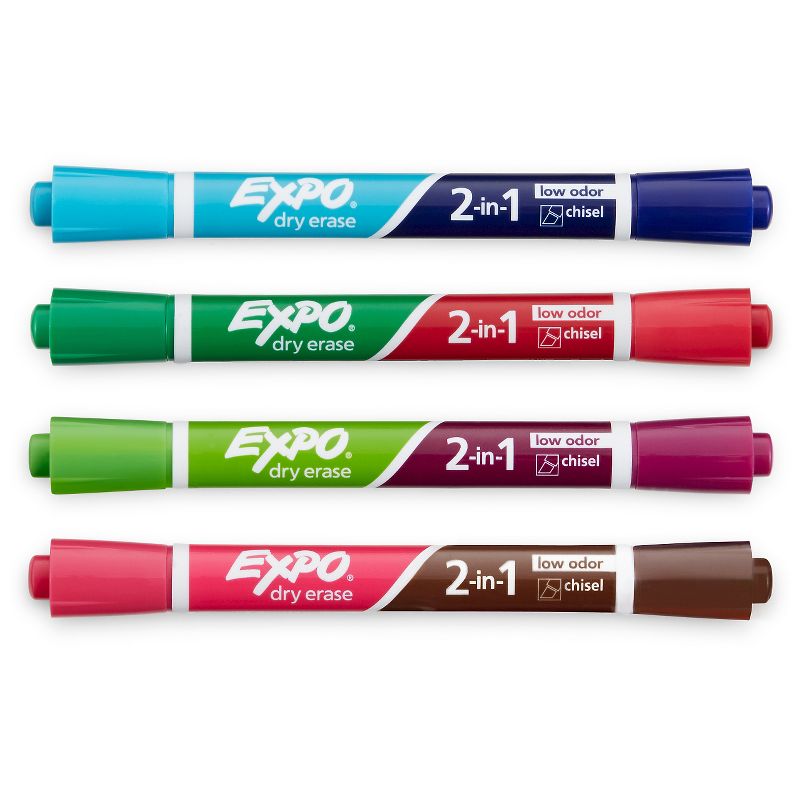4pk Dry Erase Marker 2-in-1 Chisel Tip Multicolor - Expo
