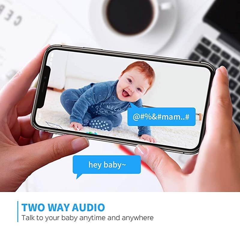 Baby Monitor, 1080P WiFi Indoor Security Camera with 2-Way Audio, Night Vision, Motion Detection for Baby/Elder/Pet, Compatible with Alexa, Compatible with iOS/Android Phone