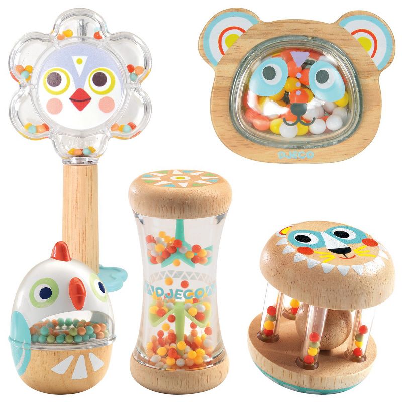 Djeco Soft Sounds Shakers - 5 Piece Set for Infants Sensory Learning