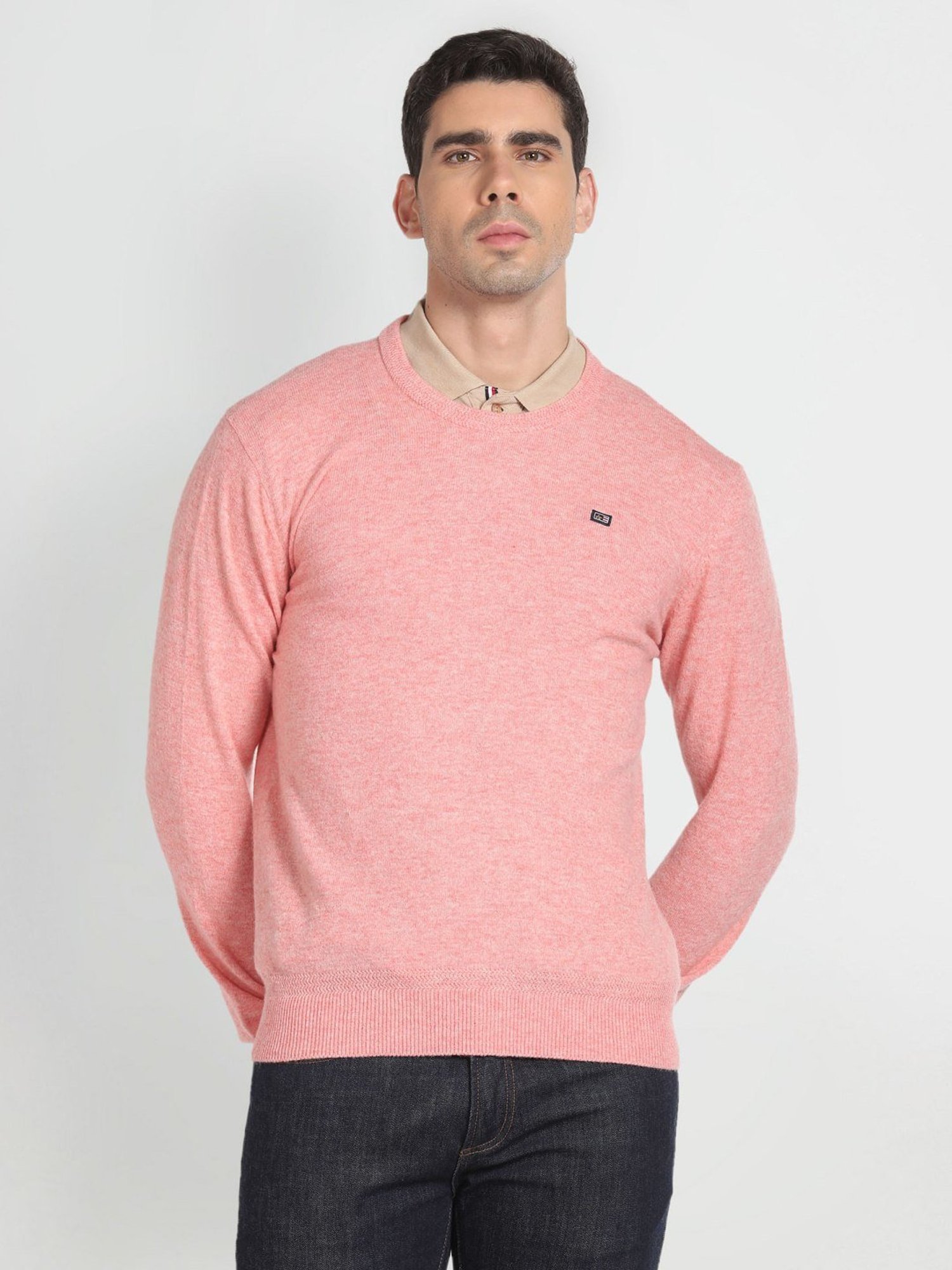 Arrow Sport Soft Pink Regular Fit Sweater