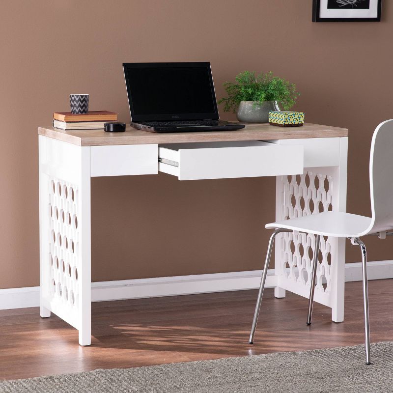 Leine Writing Desk Natural/White - Aiden Lane