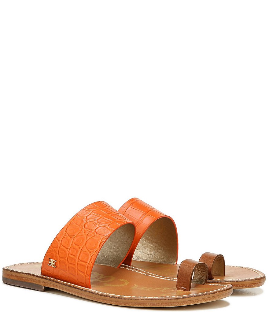 Sam Edelman Maxy Croc Embossed Leather Toe Ring Sandals