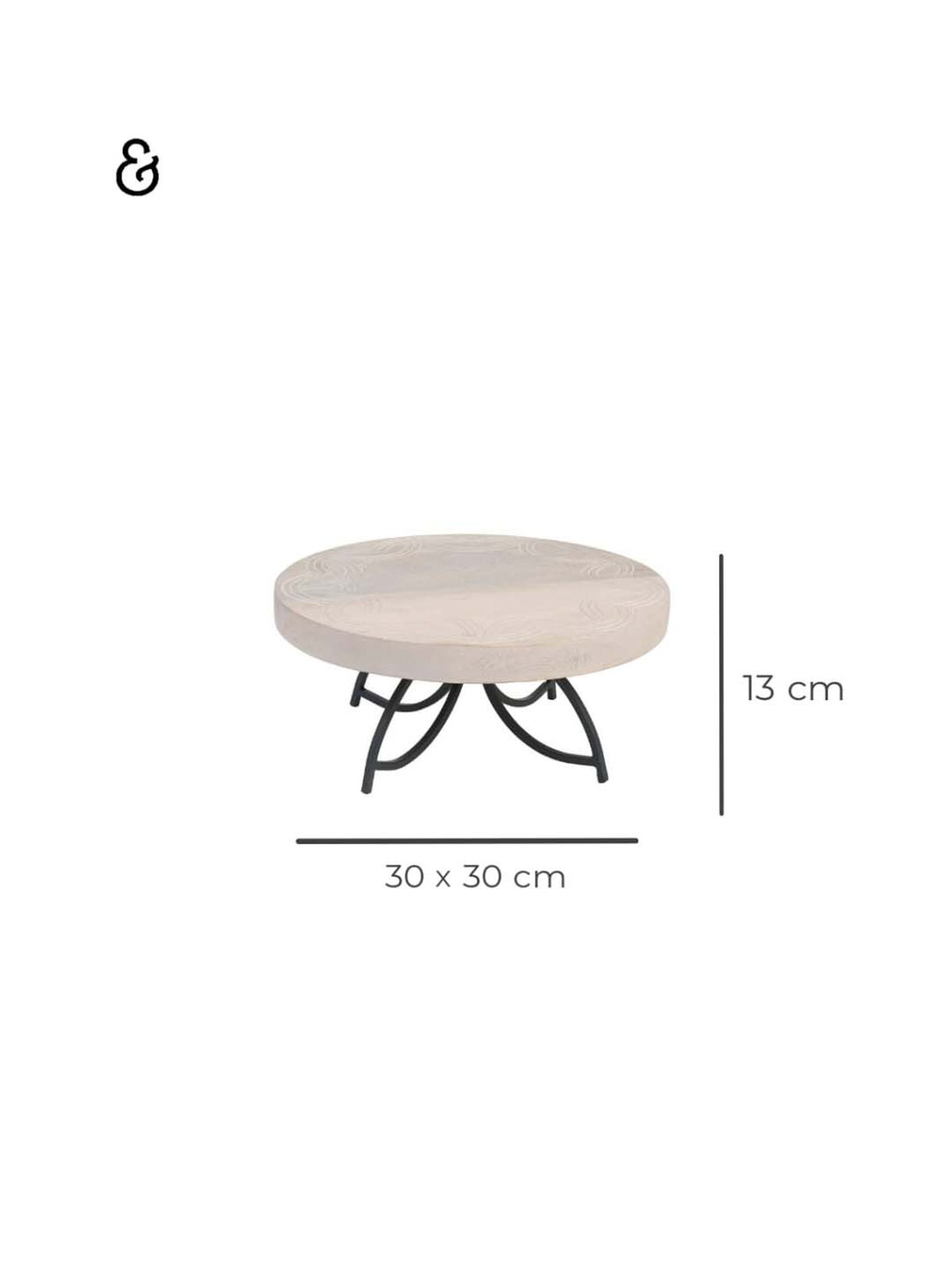 ellementry Gateau White & Black Mango Wood Cake Stand with Metal Legs