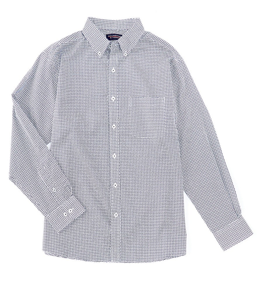 Roundtree & Yorke Luxury Cotton Long-Sleeve Bowtie Printed Sportshirt