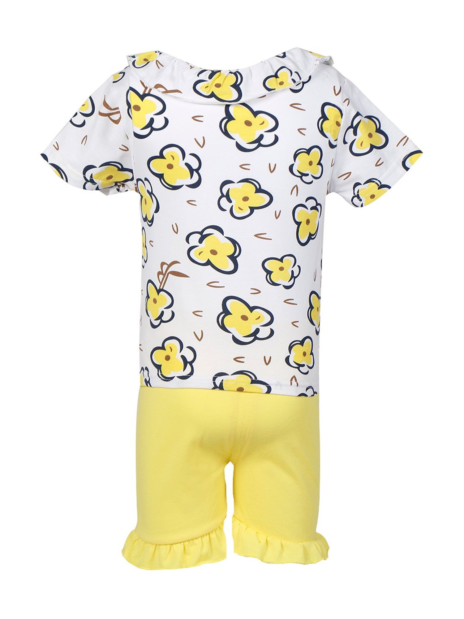 Mothercare Kids White & Yellow Cotton Printed Top Set
